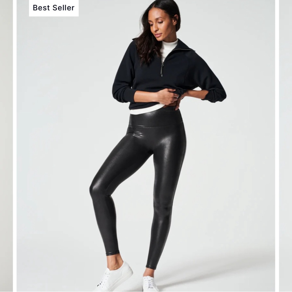 Spanx faux leather leggings- L